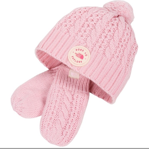 north face infant hat and mittens